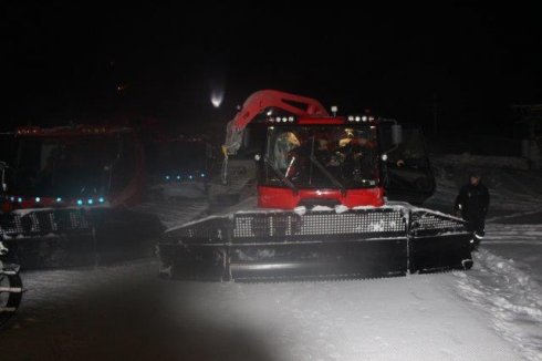První jízda stroje PistenBully  600 W EU5 na sněhu
